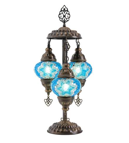 Mosaic 3-Globe Table Lamp — Turquoise Blue