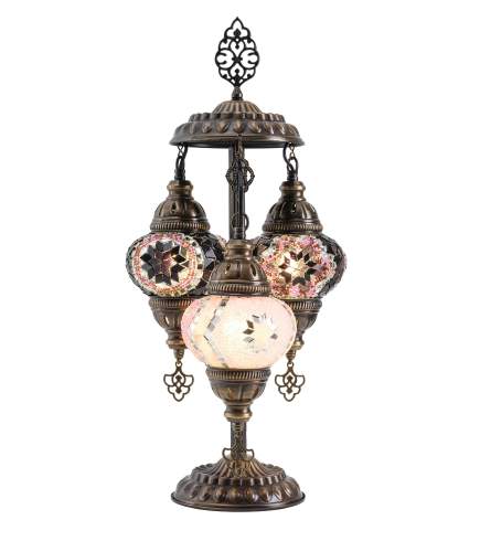 Mosaic 3-Globe Table Lamp — Pink-Purple