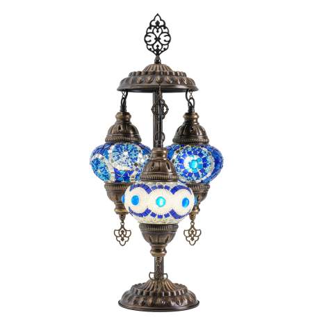 Mosaic 3-Globe Table Lamp — Blue