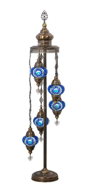 Mosaic 5-Globe Floor Lamp — Blue