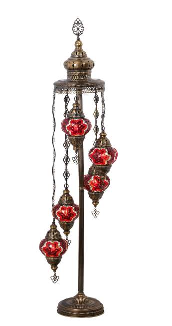 Mosaic 5-Globe Floor Lamp — Red