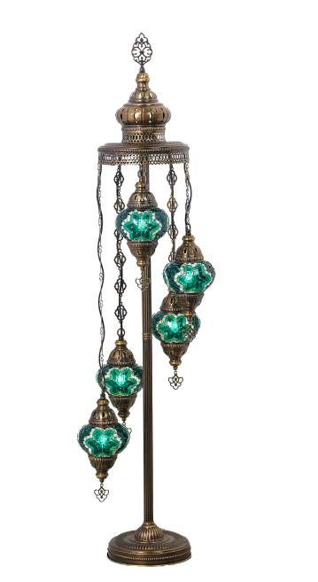 Mosaic 5-Globe Floor Lamp — Emerald Green