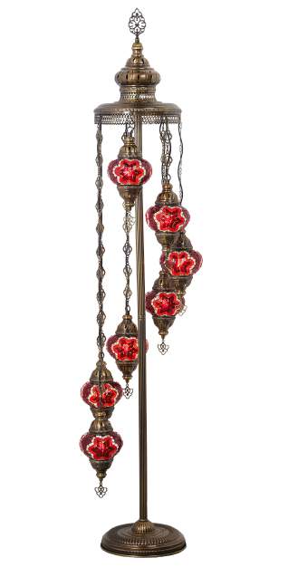 Mosaic 7-Globe Floor Lamp — Red
