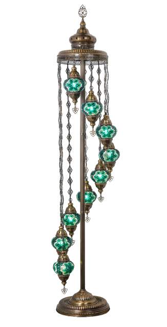 Mosaic 9-Globe Floor Lamp — Emerald Green