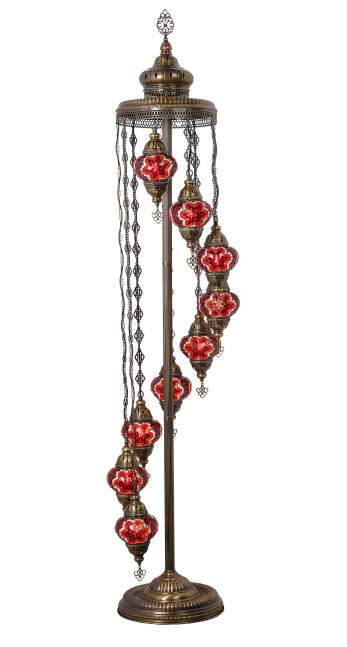 Mosaic 9-Globe Floor Lamp — Red