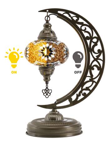 Mosaic Crescent Lamp — Brown