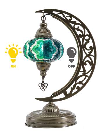 Mosaic Crescent Lamp — Emerald Green