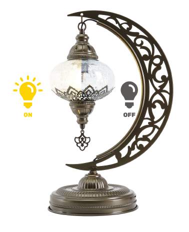 Mosaic Crescent Lamp — Clear Crackle Glass